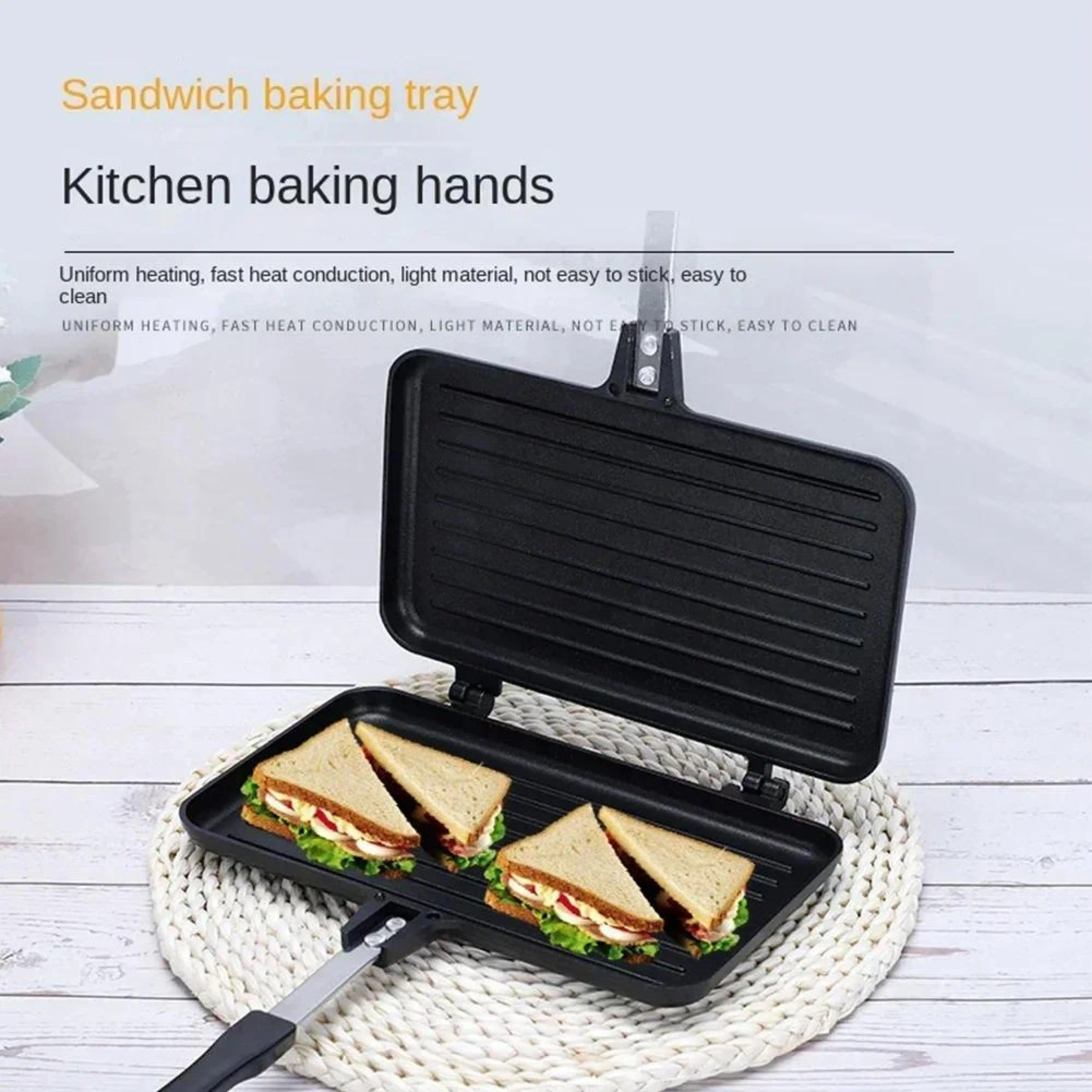 

Barbecue Plate Frying Pan Non Stick Hot Double Side Bread Heat-resistant Multiple Purposes Toastie Waffle Sandwich Toaster Mold