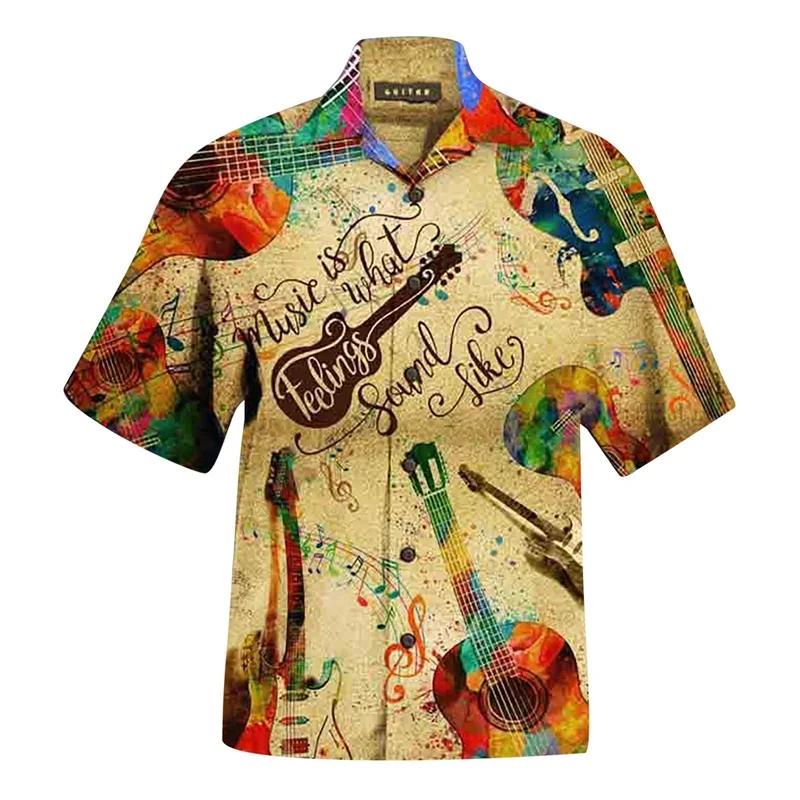 thumbnail image 1 of Camisetas gráficas con herramientas musicales personales y estampados por todas partes para hombre, camisetas de verano de manga corta de talla grande para playa hawaiana, camisa para hombre, 1 of 5