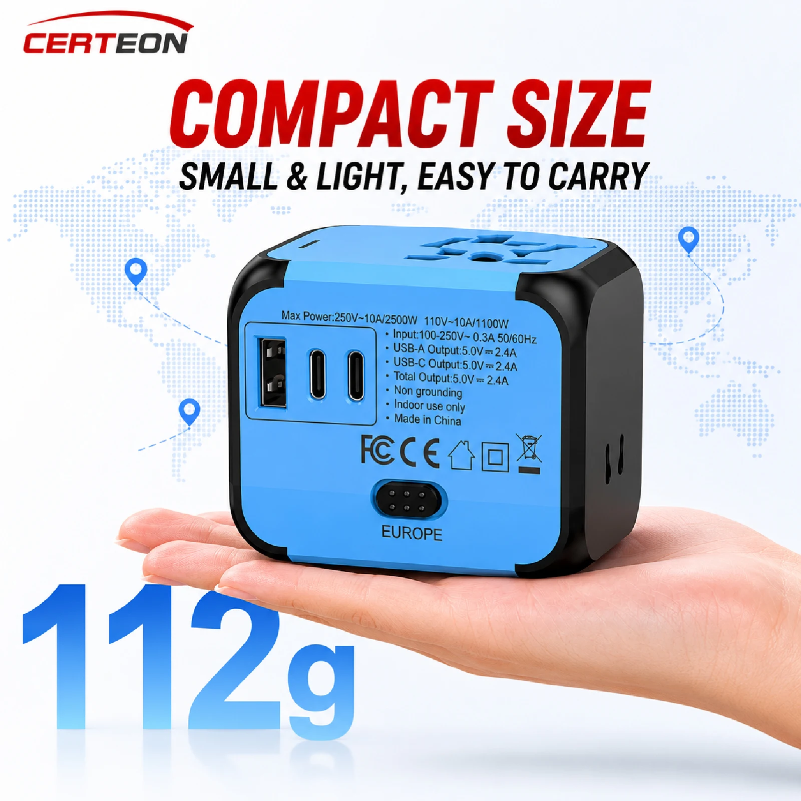 Multifunctional Travel Adapter Universal Plug Converter for Business Trip Vacation Hotel International UK EU US AU 100-250V