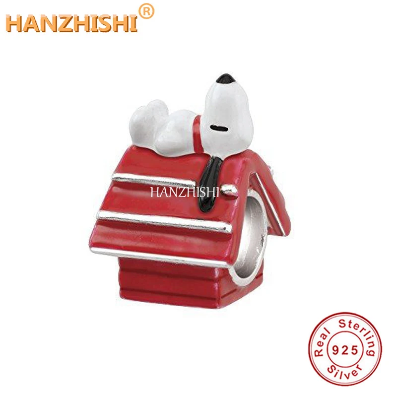 2022 New Collection 925 Sterling Silver Red House Dog Charms Beads Fit Original Bracelet Necklace Jewelry Gift 2