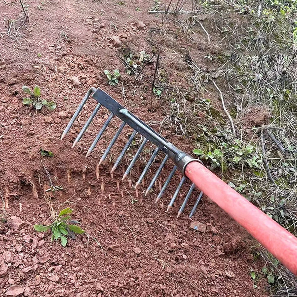 4/7/9/12 Teeth Manganese Steel Integrated Molding Grass Raffle Loose Soil Rake Farm Tools Weeding Rake Iron Rake Agricultural 3