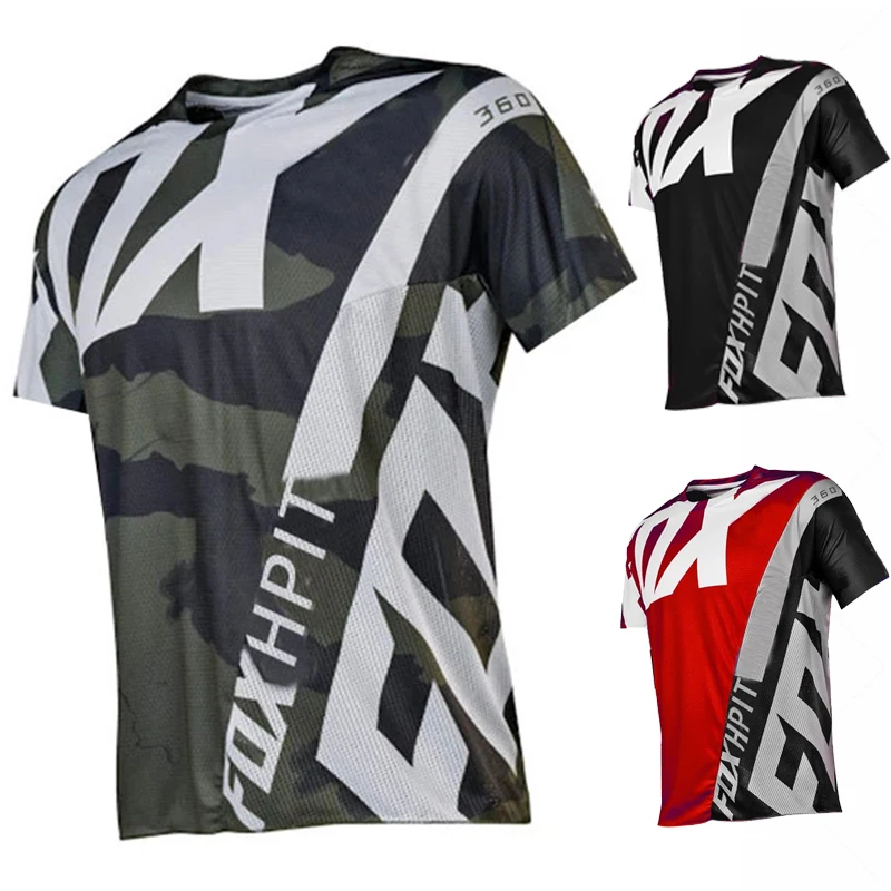 

2022 Team Summer cycling Jersey Short Sleeve Polyester Motocross T Shirt Mountain Bike Jersey Hpit Fox Men's Camo DH BMX MTB