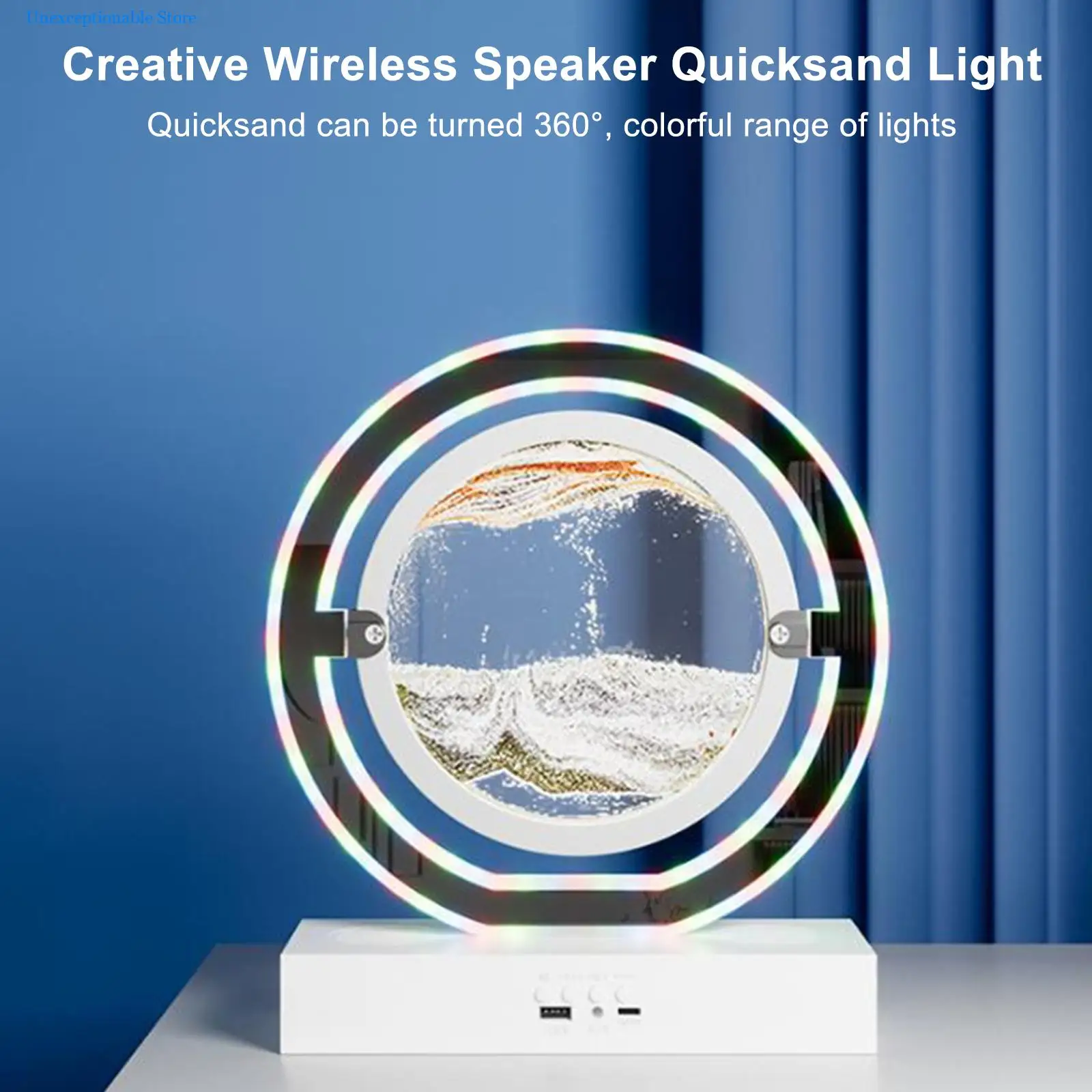 

Quicksand Painting Table Lamp Music Night Light RGB Colorful Quicksand Painting Room Decoration Creative Birthday Christmas Gift