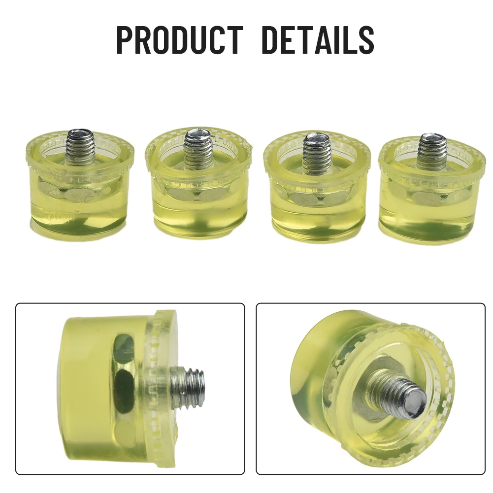 

4pcs Rubber Hammer Round Head Yellow Hammer Head Accessories 25mm /30mm/ 35mm/40mm Handle Tool Parts