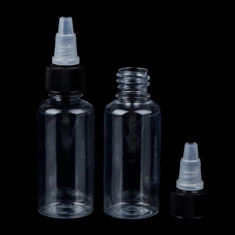 10pcs/lot 30ml Plastic PET Refillable Bottle Oil Liquid Dropper Bottles Twist Top Cap Tattoo Pigment Ink Containers