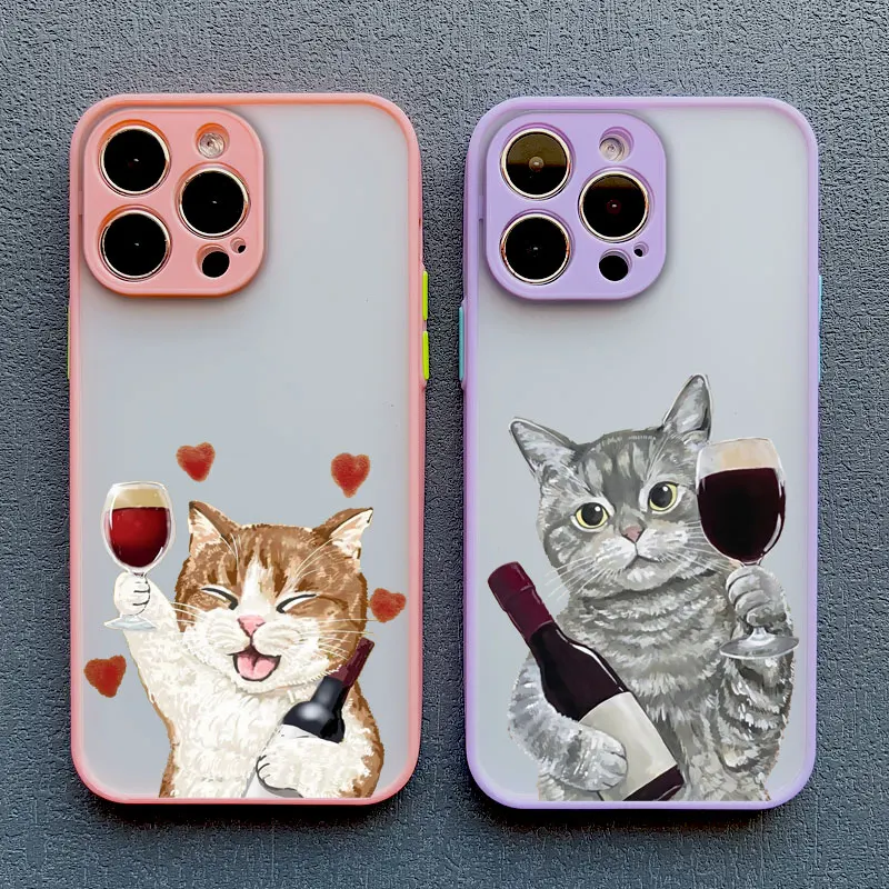 Charming Happy Cat Red Wine Decorative Phone Case