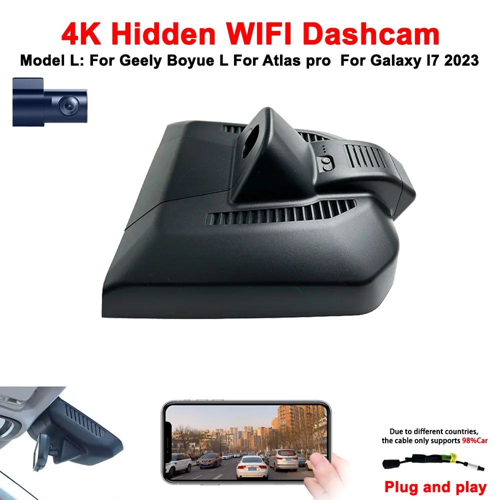 4K 2160P Plug and Play Wifi Dash cam For Geely Boyue L dla Atlas pro dla Galaxy l7 car dash cam