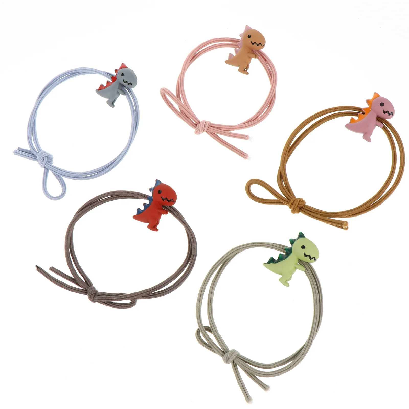 10Pcs Cartoon Hair Ribbons Ties Girls Small Dinosaur Elastic Hair Ribbons Band Hair Ribbons Accessory