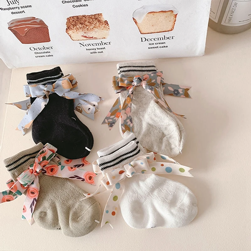 

Toddler Girls Sweet Ankle Socks Spring Summer Pattern Print Breathable Bow Princess Kid Infant Baby Socks for Party School