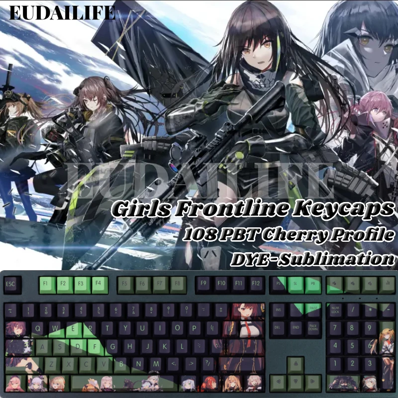 

Game Girls Frontline 108 Keys PBT Keycap DYE Sublimation Cherry Profile MX Cross Axis Switch for Mechanical Keyboard Otaku Gift