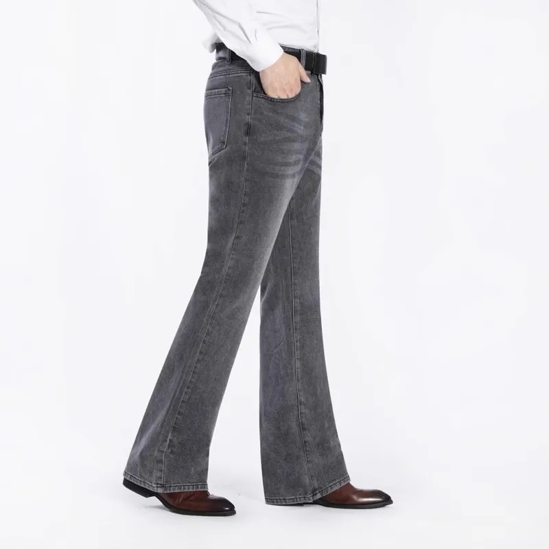 2024 New Male Bell Bottom Denim Trousers High Quality Boot Cut Jeans Men's Clothing Casual Business Flares Pants 4