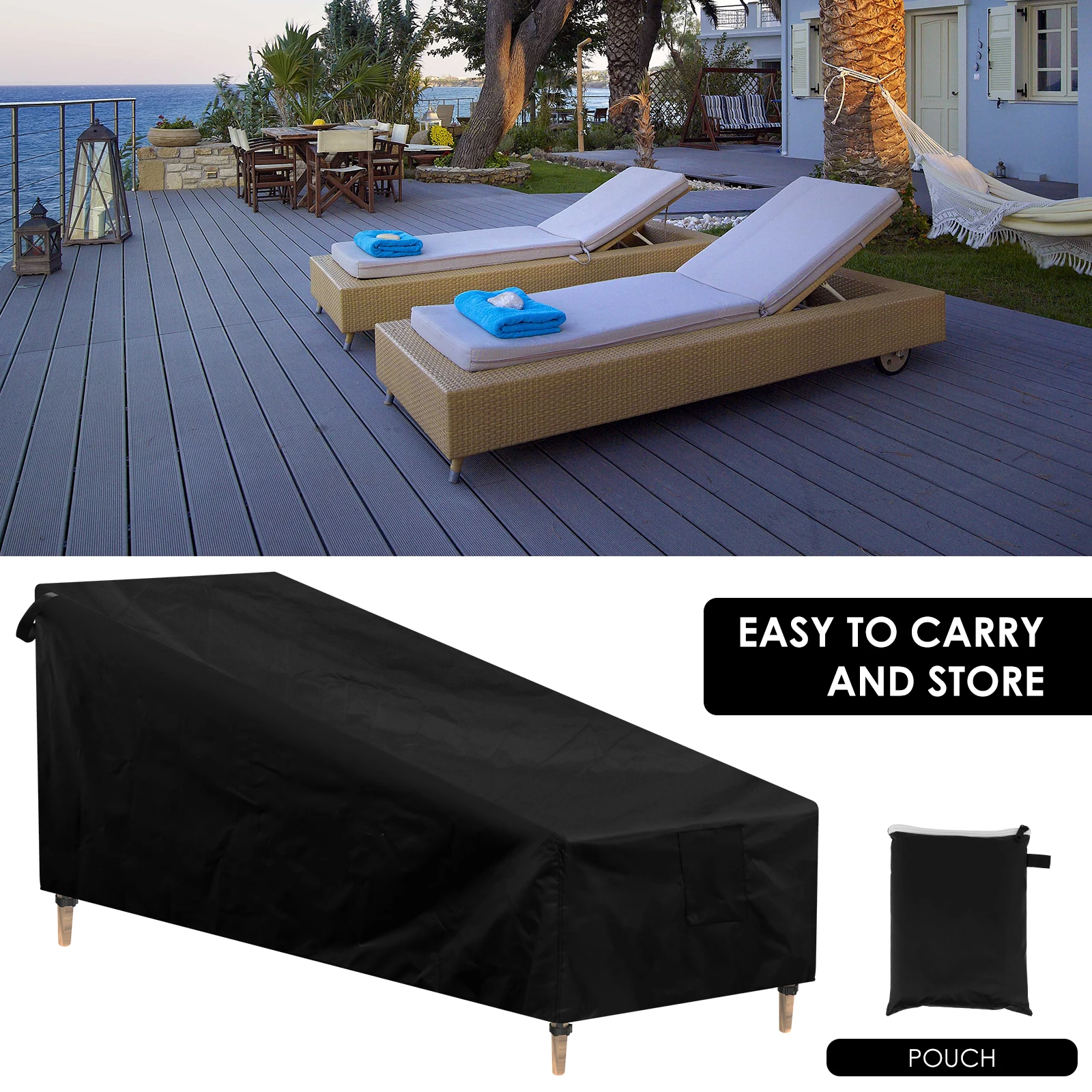 1/5Pcs Outdoor Lounger Protective Cover Waterproof Anti-UV Garden Patio Furniture Cover for Sunbed Recliner Lounge Chair