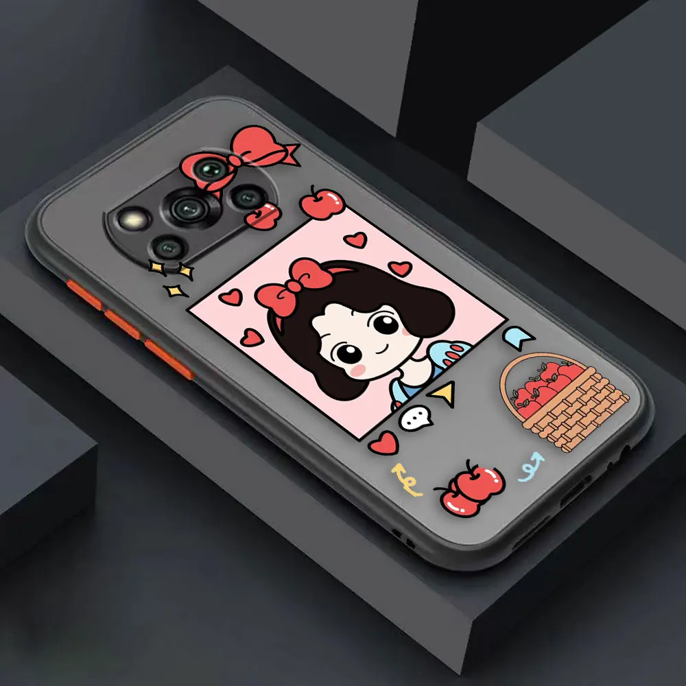 thumbnail image 1 of Matte Case for Xiaomi POCO X4 X3 X2 M4 M3 M2 F4 F3 GT F2 C40 CC9 PRO 4G 5G MIX4 CIVI Case Funda Shell Cartoon Anime Snow White, 1 of 5