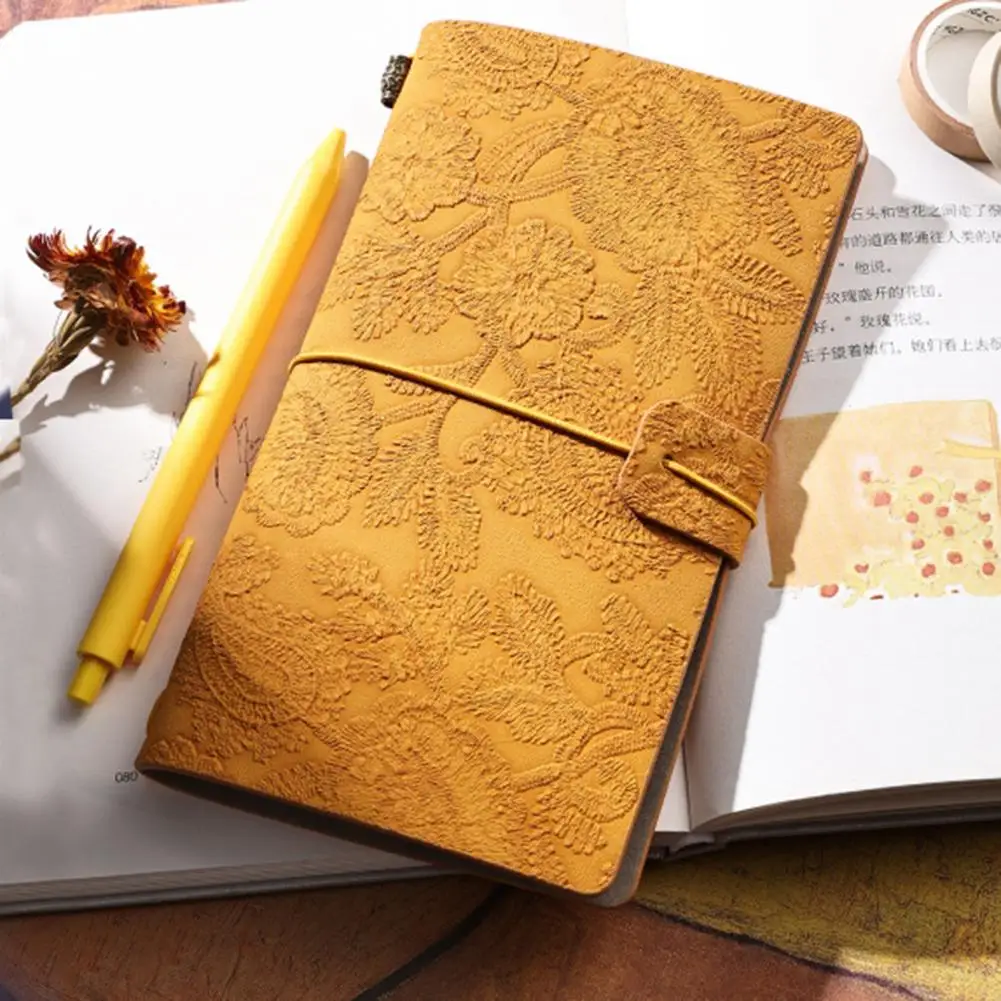 A6 Travel Notebook Vintage European 3D Lace Carved Flower Cover Portable Student Journal Scrapbook Diary School Supplies
