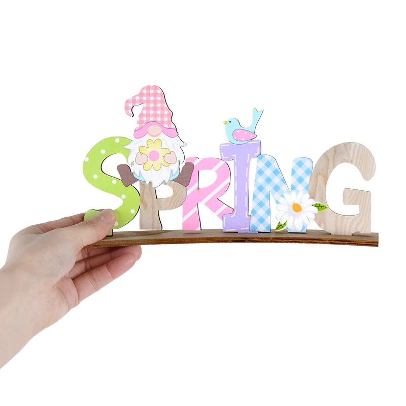 Easter Decorations Wooden Signs DIY Wood Craft for Spring Easter Rabbit Flower Gnome Ornament Desktop Centerpieces Decor Sign images - 6