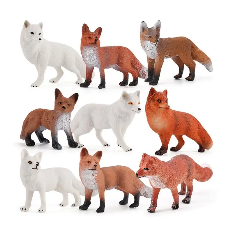 

Fox Toy Figures Set Realistic Wildlife Animal Model Toy Playsets Of Fox 9 Piece Realistic Wild Forest Fox Figurines For New Year