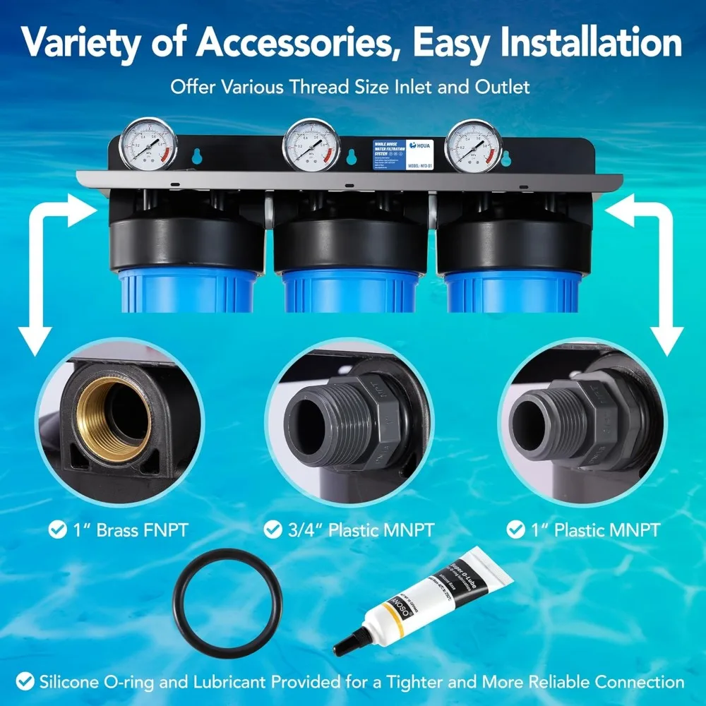 WF3-01 3-Stage Whole House Water Filtration System, Reduces Heavy Metals 4