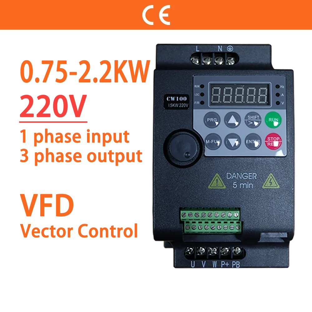 220V 0.75KW/1.5KW/2.2KW 1HP/2HP/3HP Economical Mini VFD Variable ...