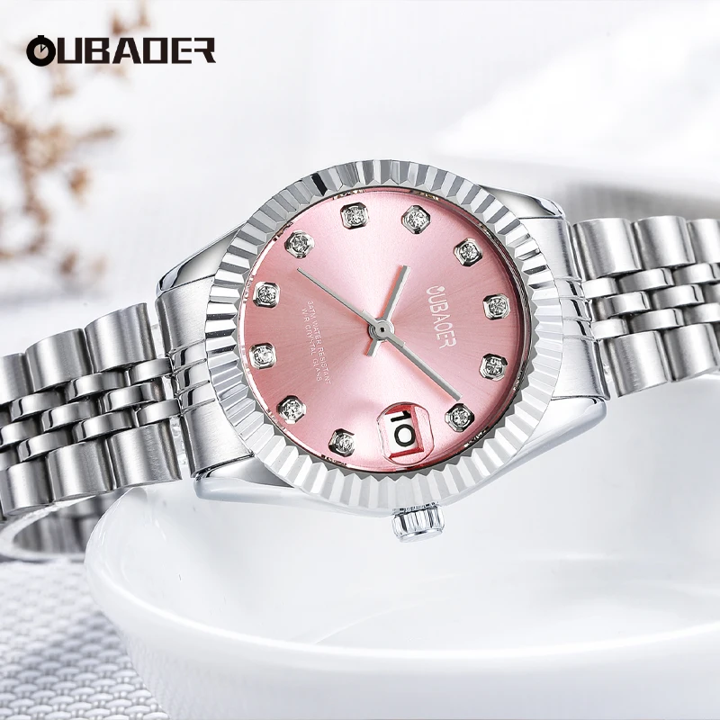 Oubaoer new 2023 heart series casual simple and comfortable quartz waterproof watch for women quartz watch