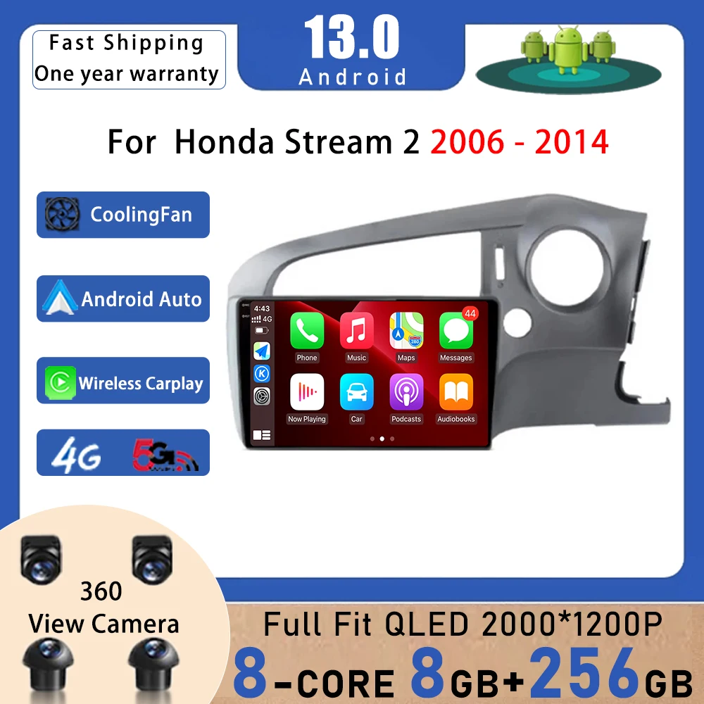 

Android 13 for Honda Stream 2 2006 - 2014 GPS Navigation Audio DSP Stereo Wireless Carplay WIFI Car Radio Multimedia Player