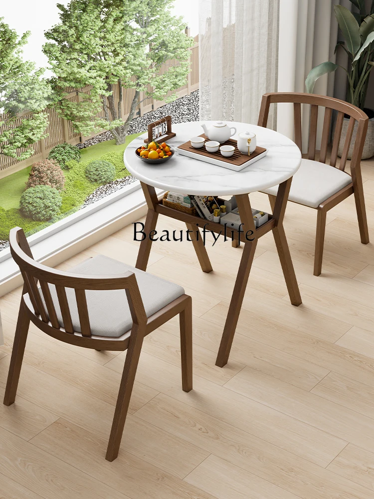 

Solid Wood Stone Plate Dining Tables and Chairs Set Household Dining Table