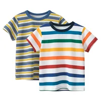 2025 Summer New Short Sleeve T-shirt Boys Girls Striped Cotton Top Children T Shirt O-Neck Kids Clothes Dropshipping 1