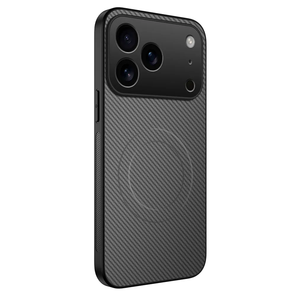 Ultra Thin Carbon Fiber Magnetic Leather Shockproof Military Phone Case with Magsafe Compatibility