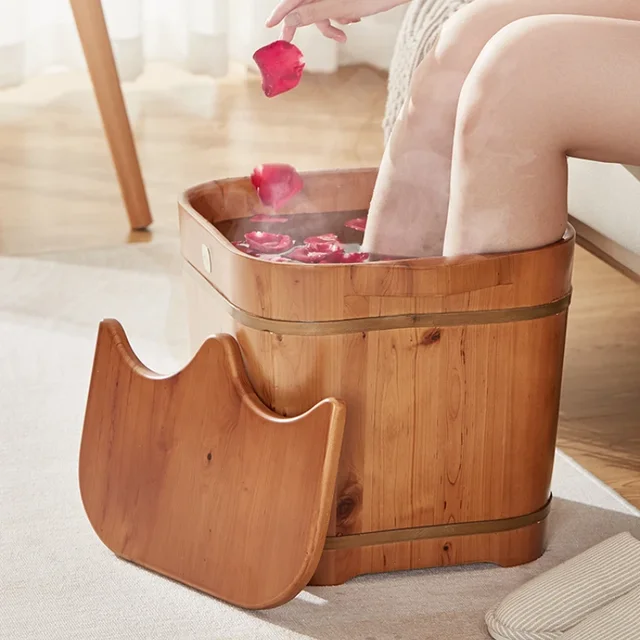 Unwind and Revitalize with the Household Thickened Cypress Wood Foot Soaking Barrel