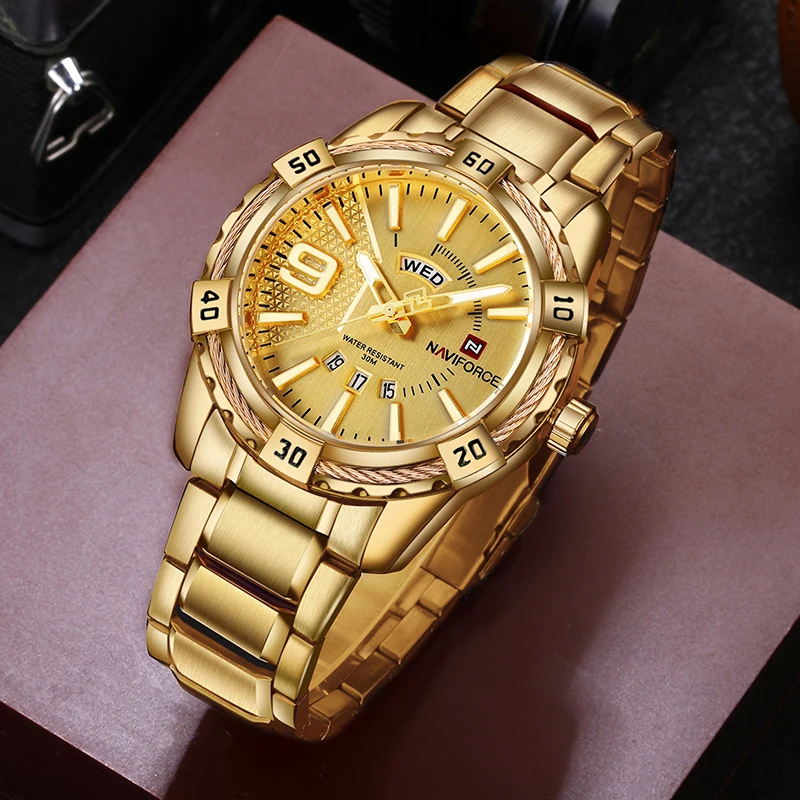 NAVIFORCE Military Golden Watch for Men Top Luxury Brand