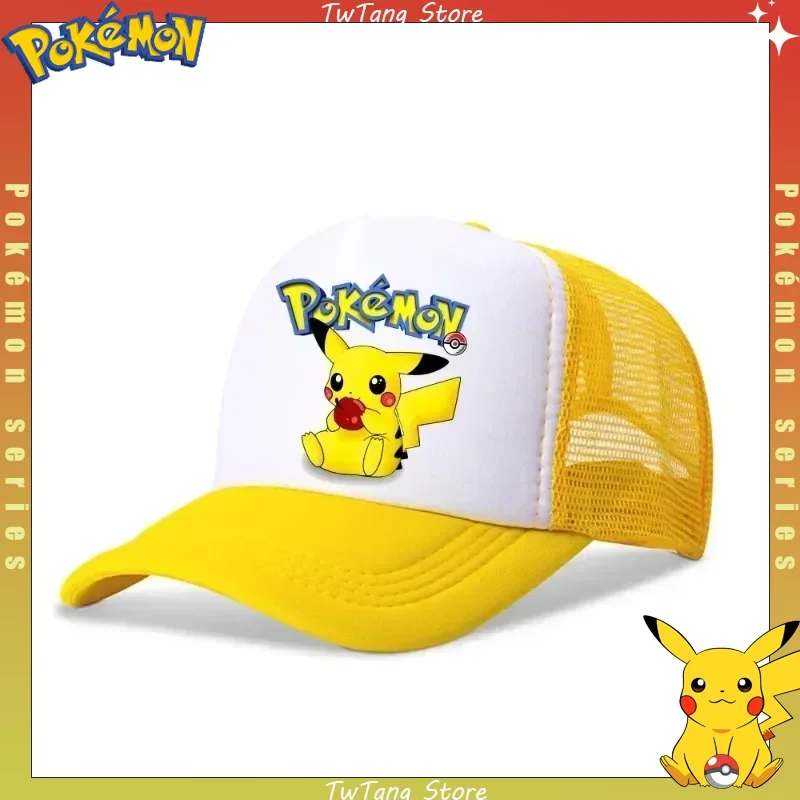 Pokemon Pikachu Kid Baseball Cap Boys Girls Outdoor Sports Summer Sunhat Casual Cartoon Vent Mesh Cap Students Gifts Pikachu Hat 4