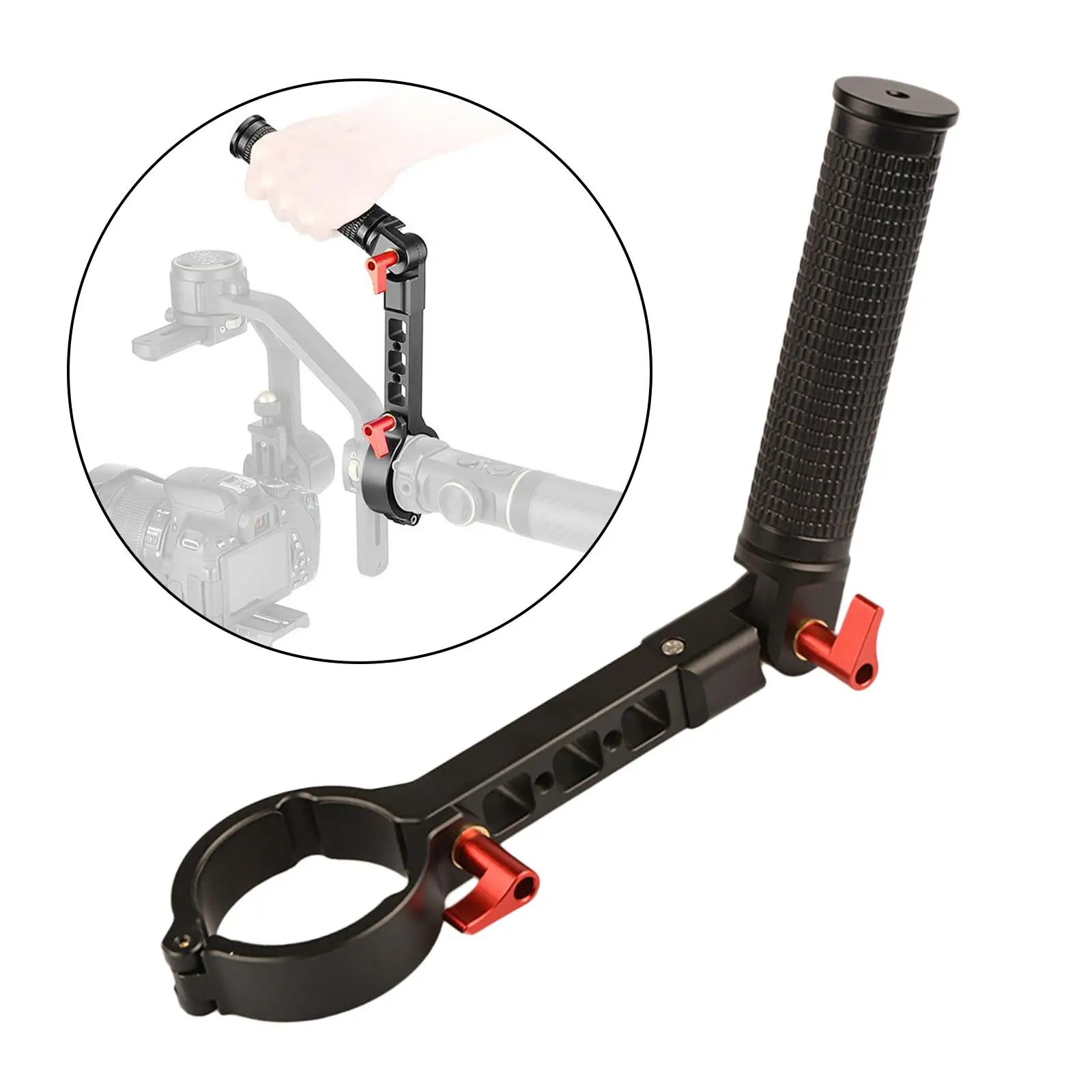 180&deg;Adjust Handle Low Angle Hand Grip Neck Ring Mounting Clamp Extension Arm Holder for Zhiyun Crane 2S Black