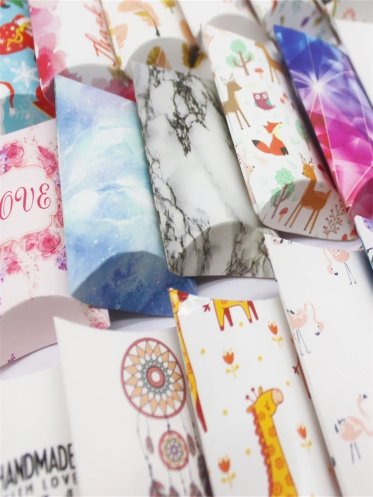 10 개 8x5.5x2cm 대형 DIY 수제 베개 상자 창, 화이트/가죽 크리스마스 해피 선물 포장 상자, 크리스마스 g