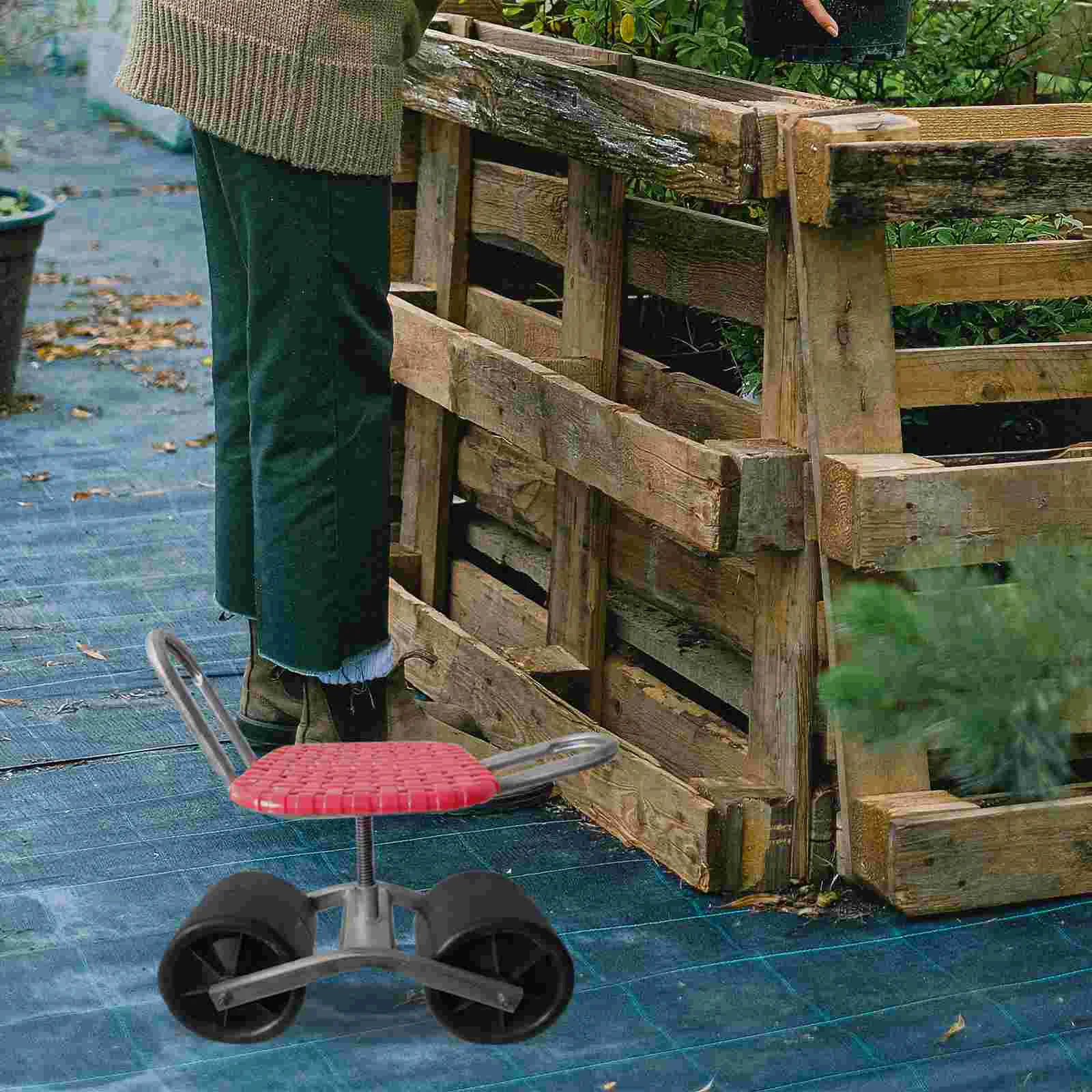 Garden Stool Wheel Chair Stool Garden Seat Wheel Rolling Seat Weeding Gardening Repair