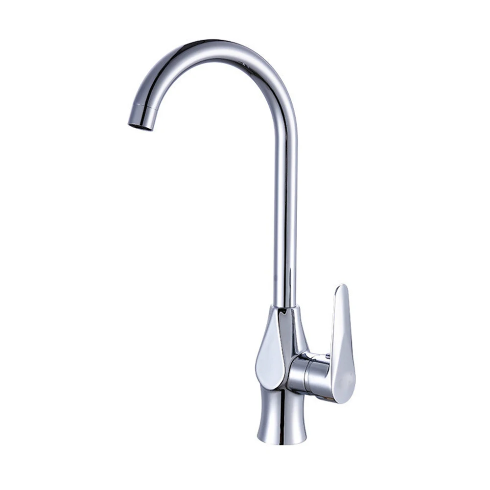 

Durable Tap Kitchen Faucet Brass Base Chrome Cold Hot Mixer Easy To Operate Modern Design Plated Polished Silver