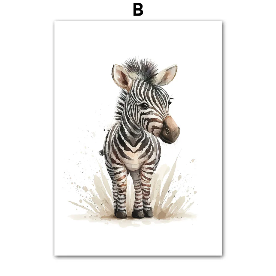 Elefante, león, jirafa, tigre, cebra, arte de pared para guardería, pintura en lienzo, carteles e impresiones de animales, imágenes de pared, decoración de habitación de bebés y niños