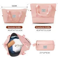Ensemble de valises, tailles M-L-XL, valises rigides en ABS, ensembles de valises durables, valises avec roulettes pivotantes et serrure, avec sac de toilette, rose 6