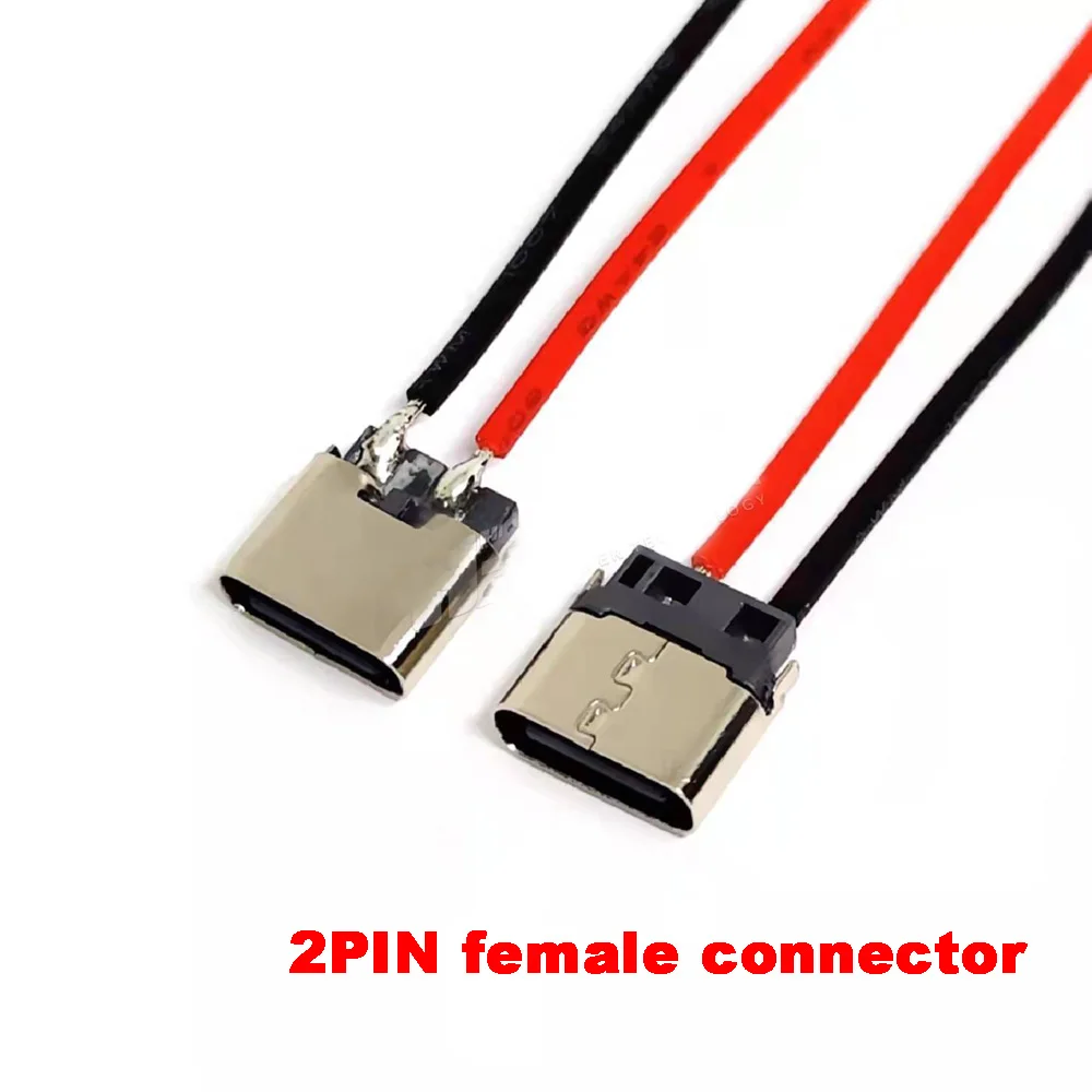 

20pcs USB Type-C 3.1 Jack 2Pin strip line Welding Wire Female Connector Straight For Mobile Phone Charging Port Charging Socket