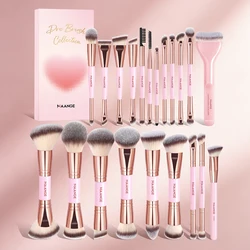 21 - Piece Professional Makeup Brush Set with Foundation, Powder, Blusher, and Facial Mask Brushes (Pink)