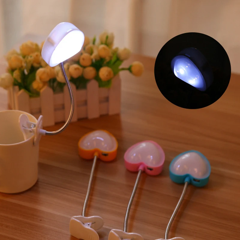 

Mini Book Light Love Heart Clip Desk Lamp LED Reading Book Night Lights Desk Keyboard Eyes-Protect Light Bedroom Decoration