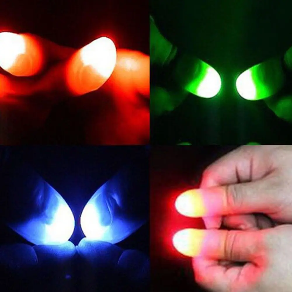 1 pair thumbs led light up toys kids magic trick props fingers gifts flashing fantastic glowing toys children luminous funn q4n1 Dancing Super Bright Appearing Light Magic Light Finger Lights Close Up Thumbs Fingers Trick