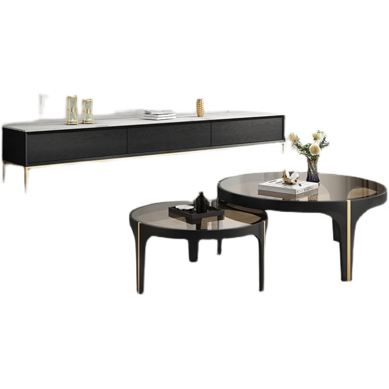 

Xl Light Luxury New Coffee Table TV Cabinet Combination New Tea Table Tempered Glass Tea Table