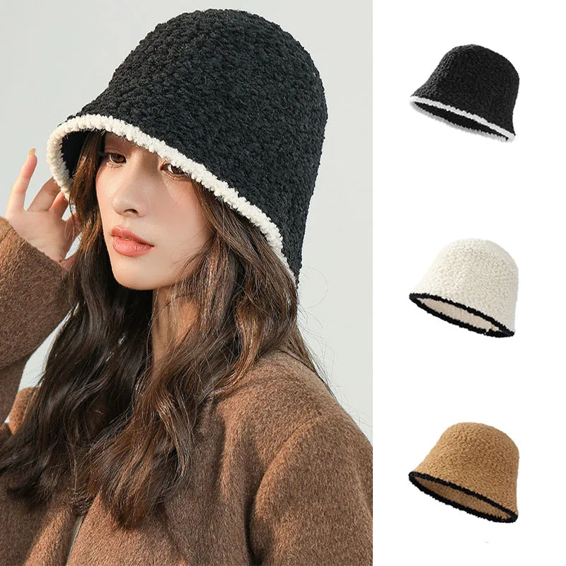 

Панама женская однотонная из овечьей шерсти, теплая уличная шляпа, рыбацкий головной убор, Осень-зима 2023