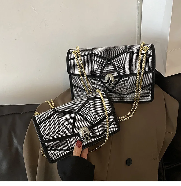 

Diamond Women's 2023 New Chain Small Square Bag Street Trend Single Shoulder Crossbody Bag Fashionable All-match