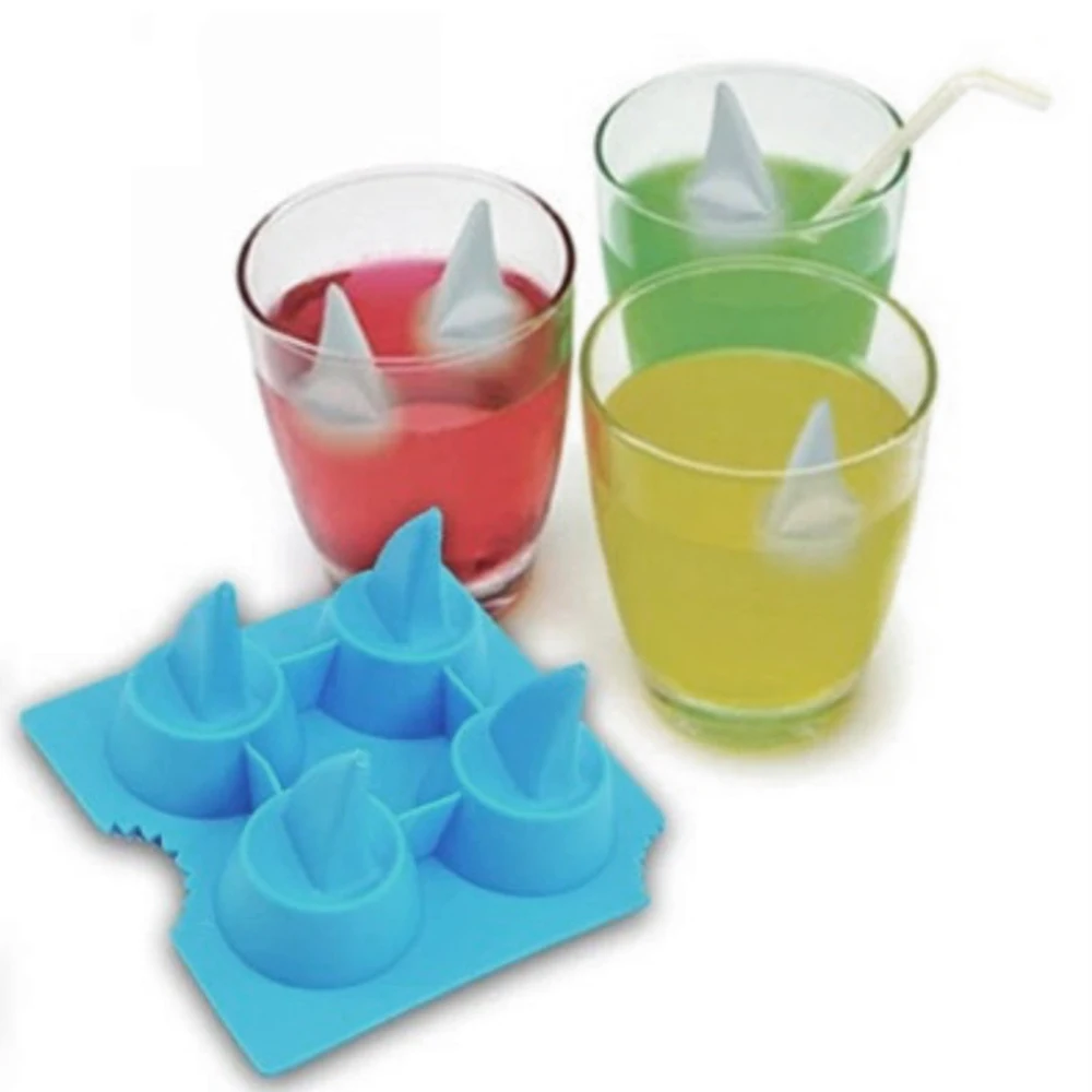 

3d Shark Fin Shape Ice Cube Mold Silicone Ice Cream Ice Cube Maker Mold Tray Cocktail Whiskey Ice Cube Accessorie