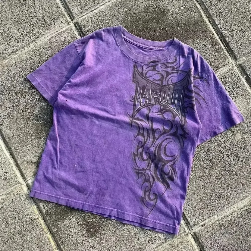 TAPOUT New Y2K Red  Printing T-shirt Men Hip Hop Round Neck Oversized Short Sleeve Casual Gothic Tee Clothing Kids Tshirt Tops 2