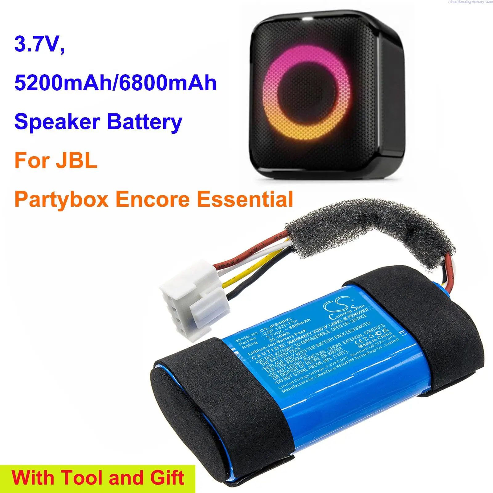 

5200mAh/6800mAh Speaker Battery GSP-1S2P-F5A for JBL Partybox Encore Essential