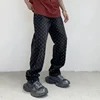 2024 street Latest designer Pattern Jacquard Jeans Looser Hollow-out Men's Pants Full Length Denim Clothing Black Blue men's pan 4