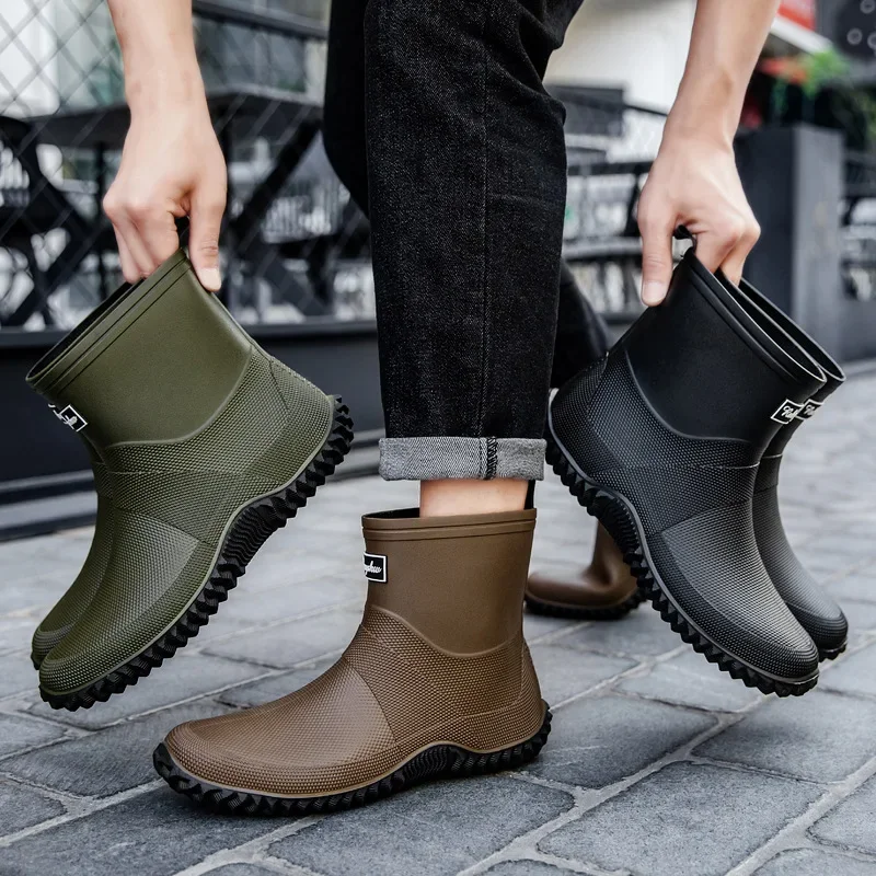 Bottes pluie caoutchouc naturel homme haute imperméables extérieur épaisses antidérapantes résistantes pêche