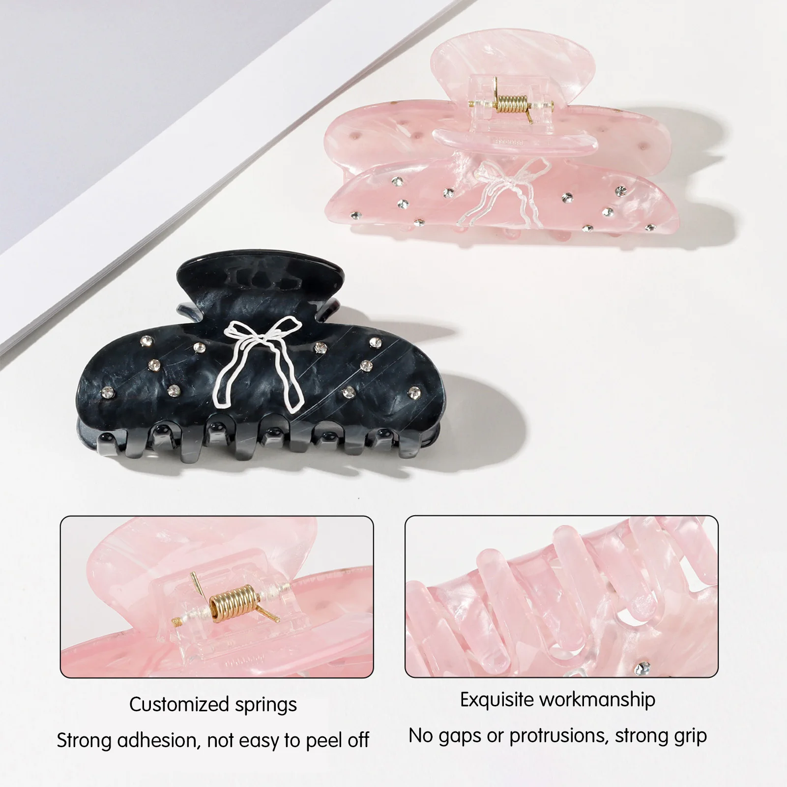 Koreanischer Stil Haarklammer mit süßem Schleifenmuster, Azetat-Haarspange, exquisite, trendige Haifisch-Haarklammer, Mädchen-Haaraccessoire – Detail 13