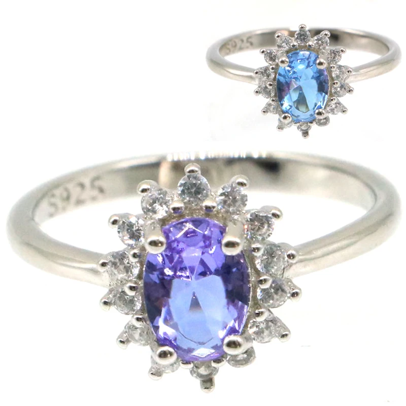 12X10Mm Pretty 2.1G Che Cambia Colore Alexandrite Topaz Zultanite Gioielli Da Indossare Ogni Giorno Per Le Donne Anello In Argento Sterling Massiccio 